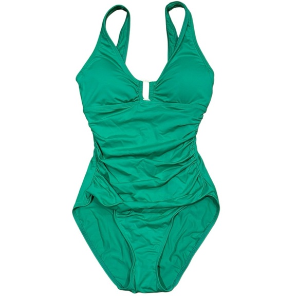 Lauren Ralph Lauren Sz 4 Swimsuit Green One-piece Classic Preppy Retro Vacation - Picture 1 of 4